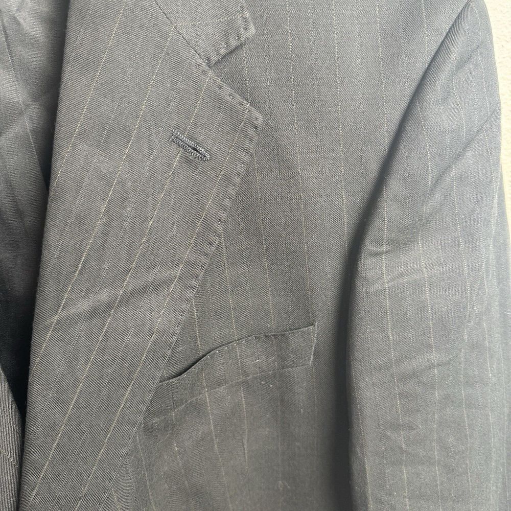 Yves Saint Laurent 100%‎ Wool Pinstripe Sport Coat Blazer Jacket Size 44R Black - Picture 4 of 16